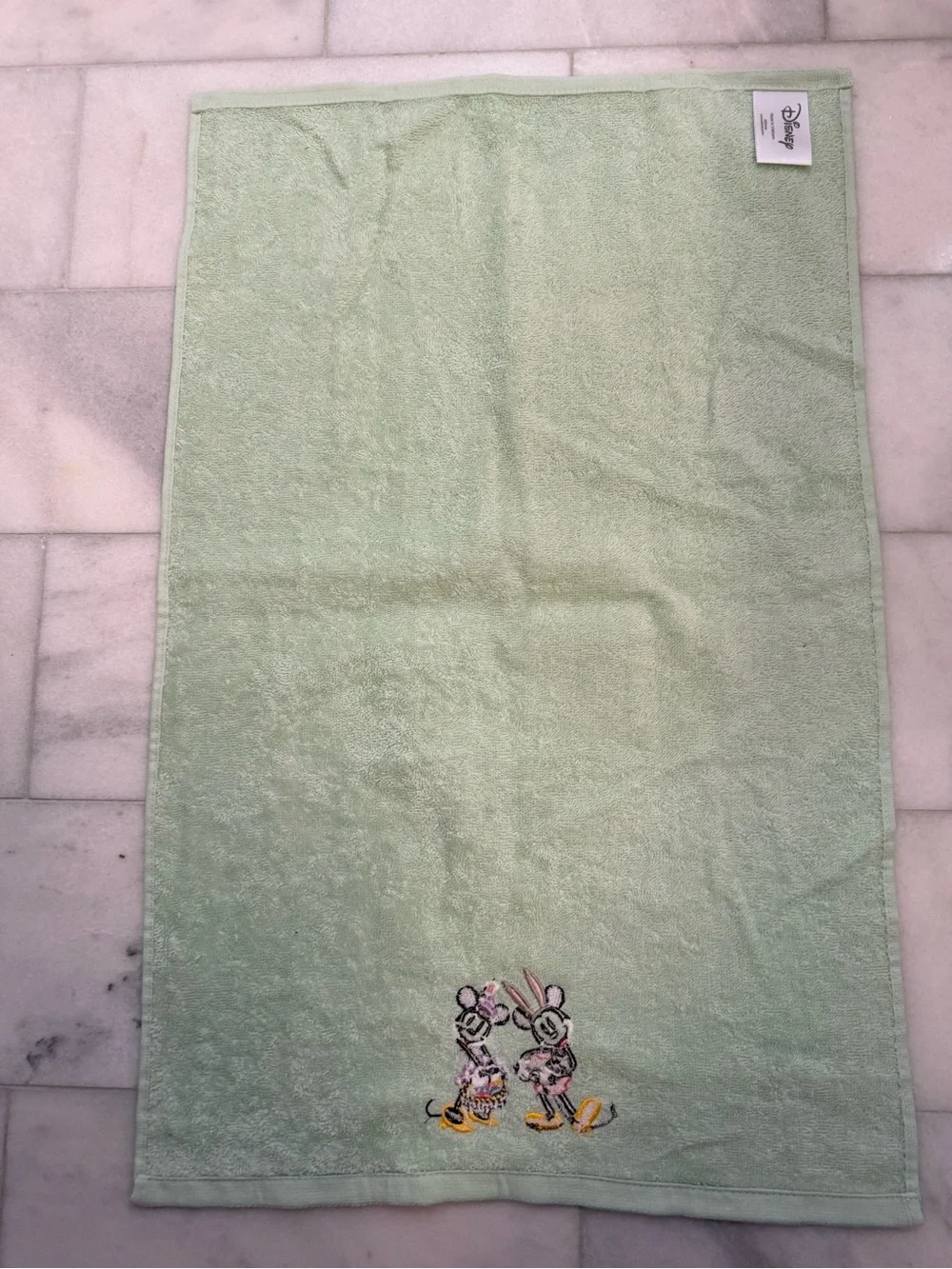 Disney Easter Hand Towel with Embroidered Mickey & Minnie. NWOT.